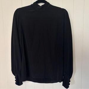 GOAT Sz 6 US Jane Atelier black 100% silk Long Sleeve Blouse